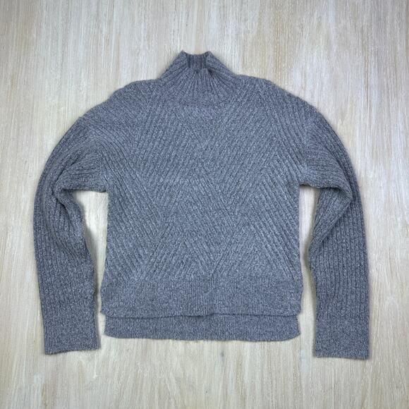 Lulus Gray Meeting Friends Ribbed Mock Neck Knit Cozy Pullover Sweater Small - Picture 1 of 14